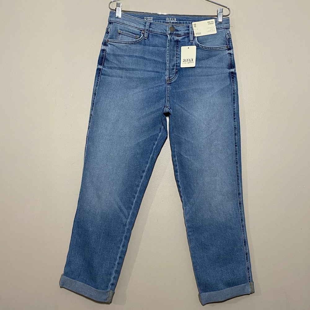 A.N.A || Woman’s high Rise straight leg stretch capris blue jeans size 12 - Picture 1 of 7